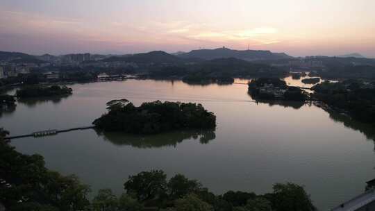 广东惠州西湖5A景区日落晚霞夕阳航拍