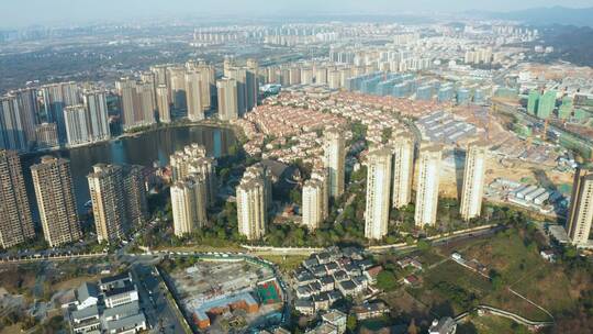 杭州市余杭区闲林埠街道街景高低空航拍