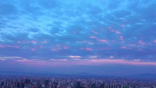 西安高新区落日夕阳 火烧云