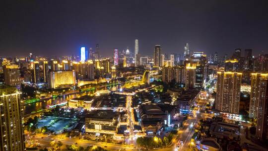 天津古文化街旅游区夜景航拍延时8k