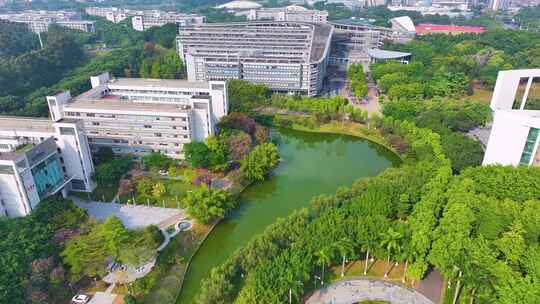 华南师范大学广州校区航拍大学城校园风景风