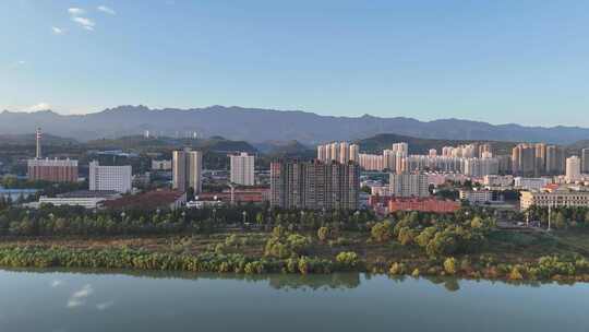 陕西宝鸡城市绿化植物航拍