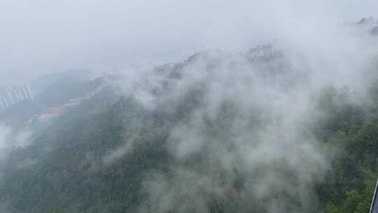 梧州白云山上西江明珠塔拍摄山顶云雾风景