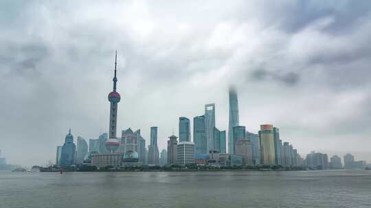 上海城市地标性建筑黄浦江延时摄影