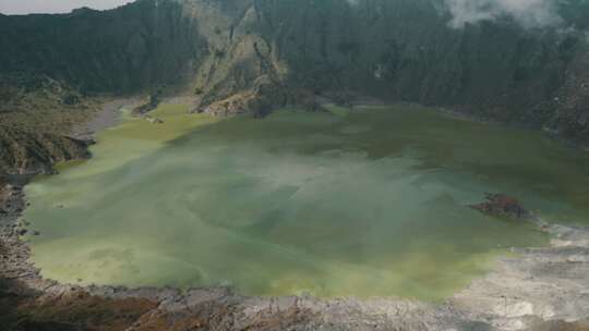 火山，墨西哥，火山口湖，雾