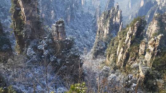 湖南张家界武陵源景区天子山雪景风光