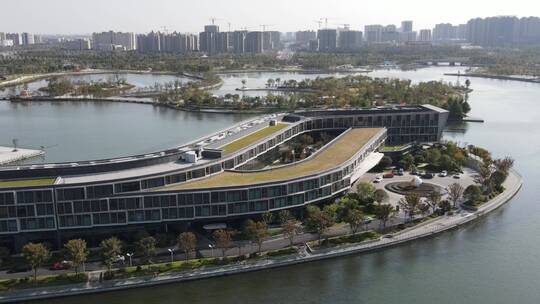 上海东方美谷JW万豪酒店航拍4K 环绕俯仰视频素材模板下载