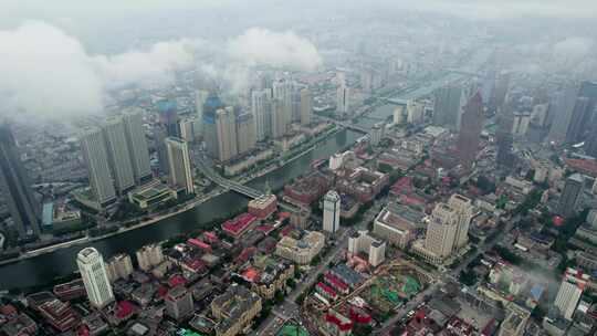 天津海河风景城市云海风光