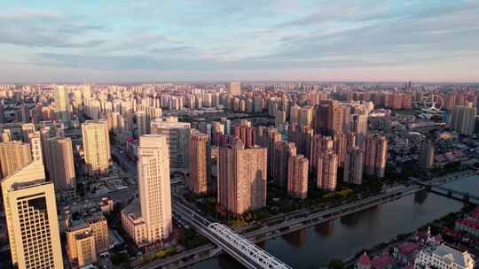 天津海河风景奥式风情区城市建筑风光航拍