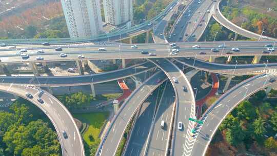 上海黄浦区延安东路立交桥车流城市风景视频