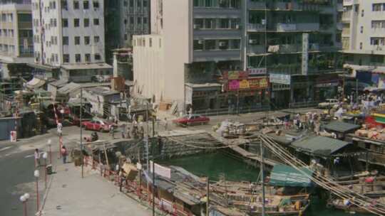 70年代香港九龙维多利亚港珍宝海鲜舫夜景