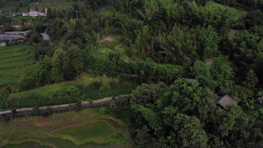 乡村建设公路梯田唯美景色航拍