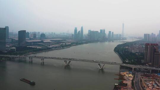 广州珠江珠江新城一河两岸风景空镜4k航拍