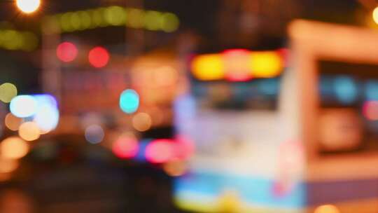 夜晚街道模糊光影画面
