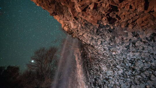 杨树沟小瀑布星空星轨延时视频