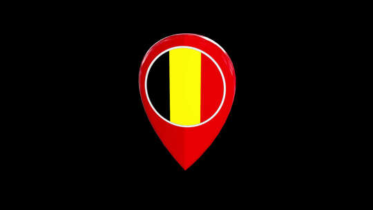 比利时国旗地图Pin Alpha
