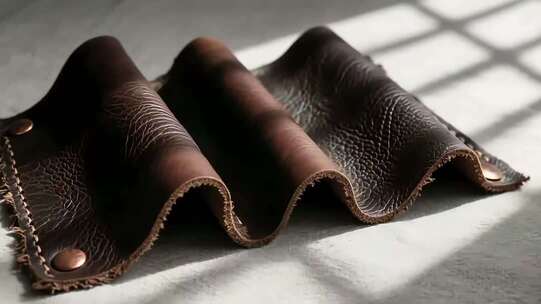 棕色皮革制品特写