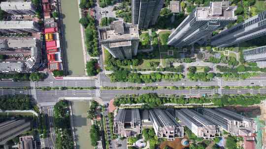 福建漳州城市蓝天白云城市建设高楼航拍