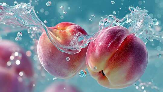 桃子入水溅起水花画面