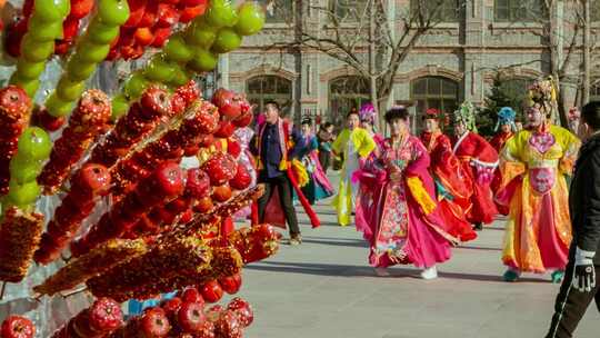 沈阳旅游故宫广场东北大秧歌冰糖葫芦