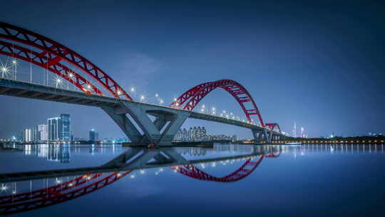 广州之窗新光大桥广州塔核心区夜景江边倒影