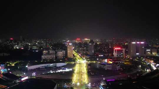 航拍安徽蚌埠淮河文化广场夜景