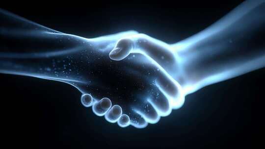 科技感十足的握手象征合作共赢