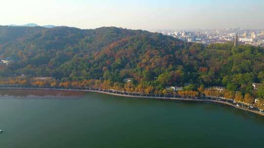 杭州西湖景区宝石山美景航拍