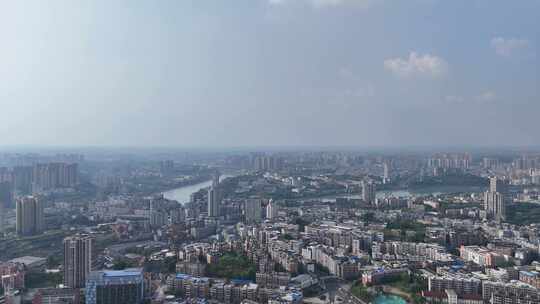 航拍四川内江大景内江城市建设