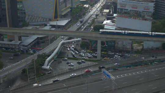 泰国曼谷城市航拍车流