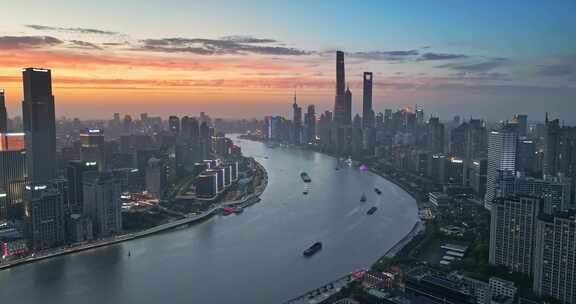 上海晚霞 陆家嘴夜景 金融城 城市晚霞