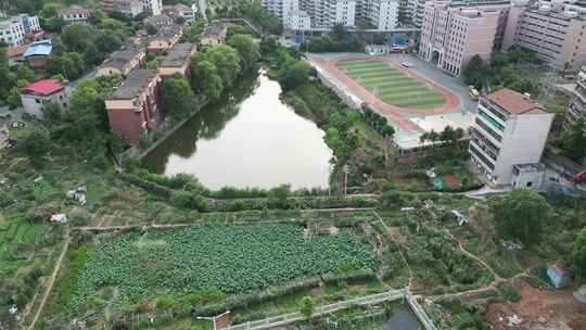 城市公交汽车站航拍