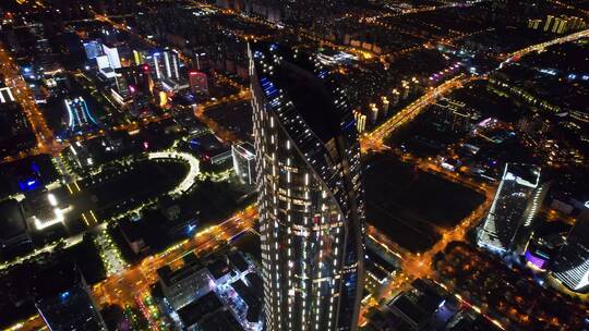 苏州金鸡湖夜景航拍