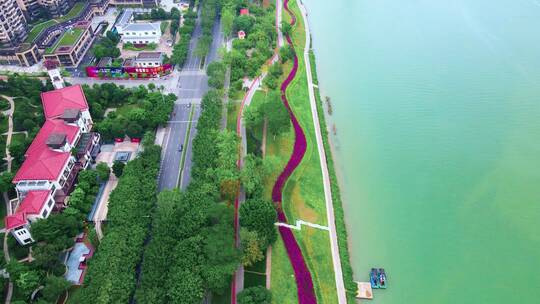 航拍南宁邕江滨江公园城市环境视频素材模板下载