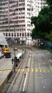 竖版香港城市街道交通道路车流街景