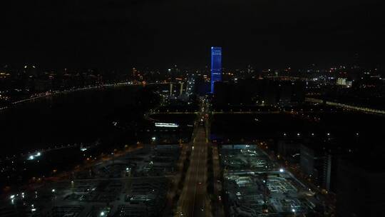 上海前滩CBD夜景航拍