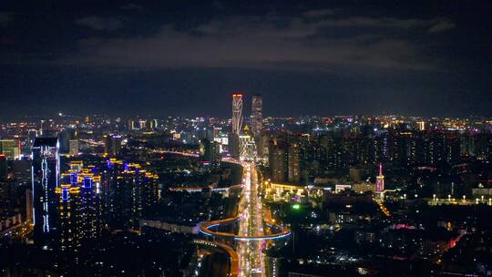 昆明碧鸡名城楼顶航拍昆明城市夜景