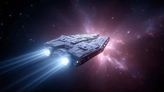 星际飞船穿梭于浩瀚星云之间