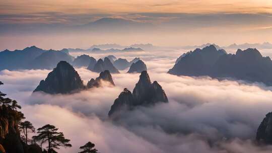 山峦云海日出自然景观