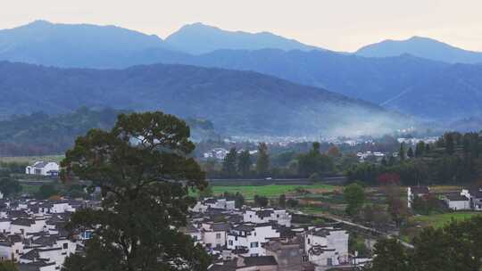 安徽卢村皖南秋色徽派建筑村落