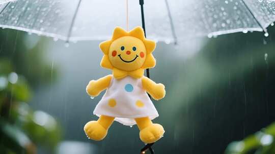 雨天悬挂的晴天娃娃