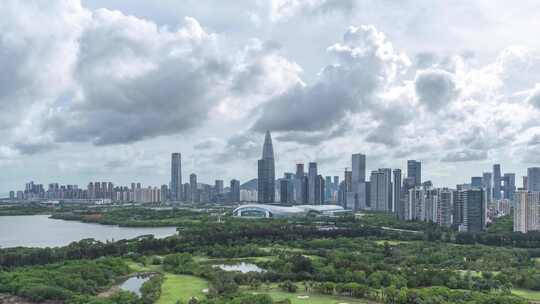 4K30帧深圳湾上空狂风骤雨阳光切换延时