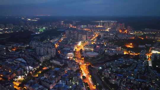 资阳城市夜景航拍 资阳夜景