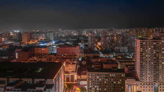 太原双塔寺夜景航拍延时