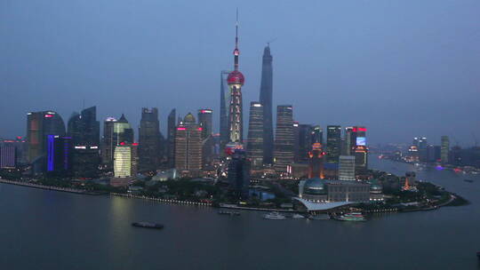 中国上海夜景天际线拍摄