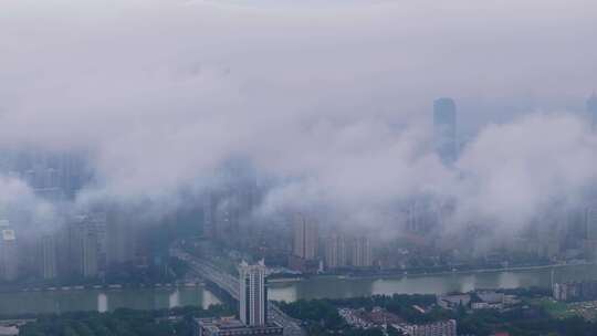 中国武汉两江四岸城市地标风光