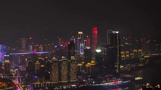 航拍重庆山城夜景风光