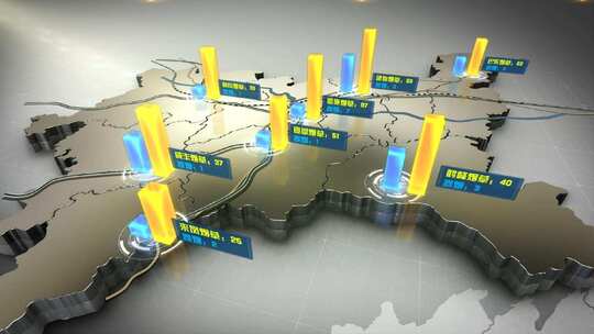 恩施地图数据 烟草柱状图高清AE视频素材下载