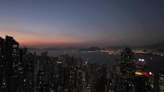 香港中环建筑夜景航拍