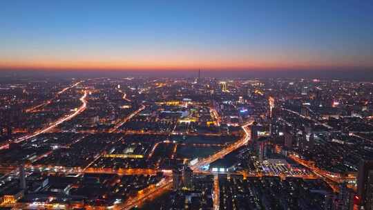 天津城市夜景全景航拍